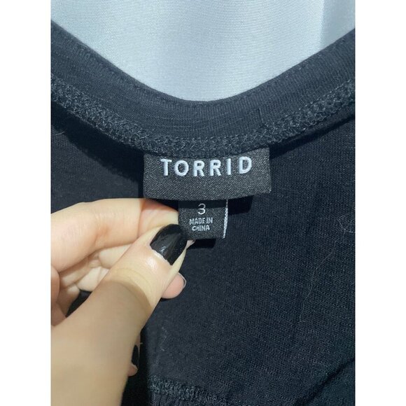 Torrid Women's Top Shirt V-Neck Short Sleeve Cotton Modal Black Size 3 - Picture 4 of 5